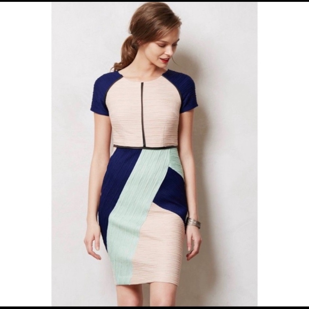 Anthropologie Maeve Danita Colorblock Bodycon Dress Size 0